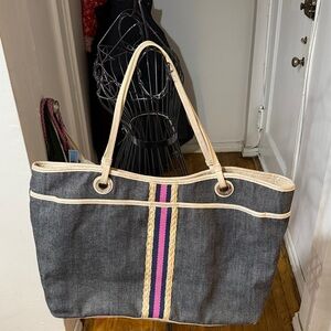 Stuff the Bag Anniversary Elaine Turner Canvas /Patent Leather
 Tote Bag XXL NWT